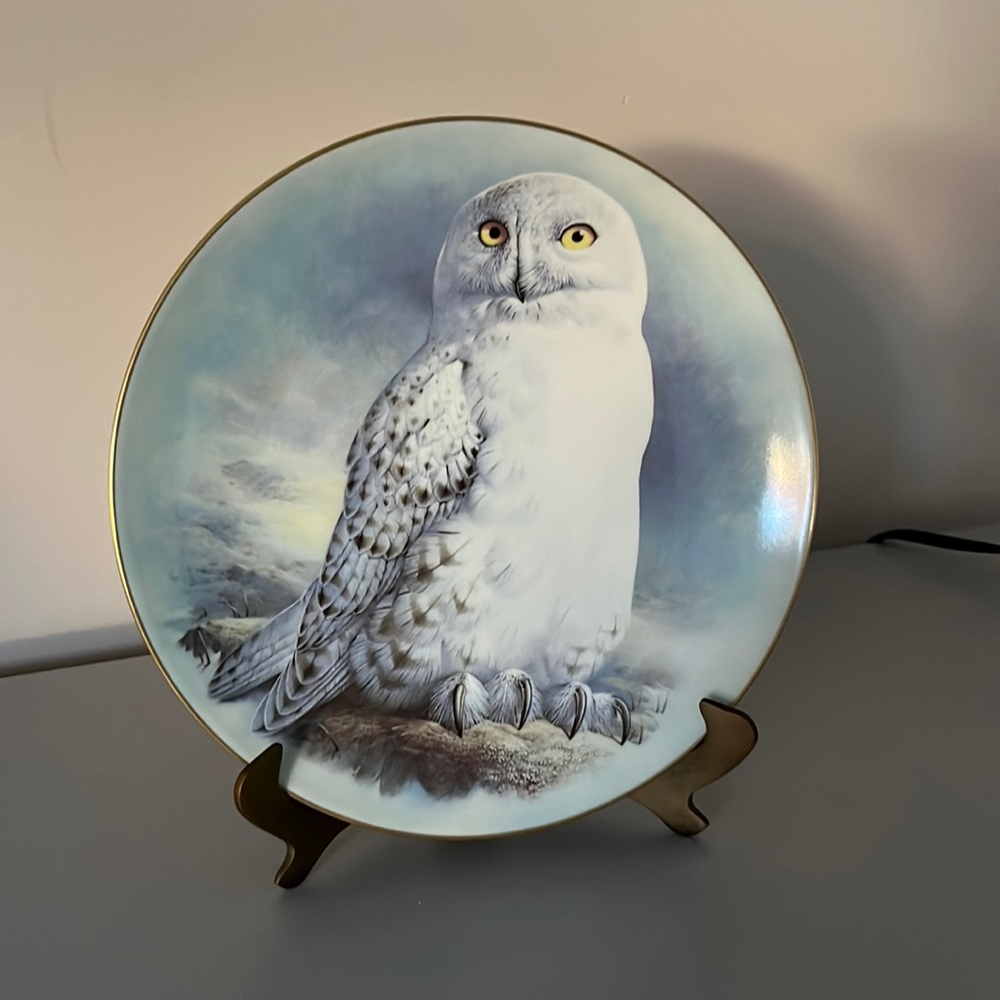 Snowy Owl Plate & Stand